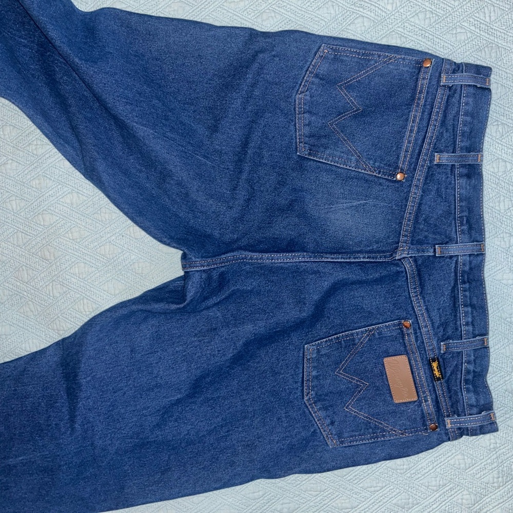 Wrangler 13MWZ Dark Blue Straight Jeans 42X32 - Picture 5 of 8
